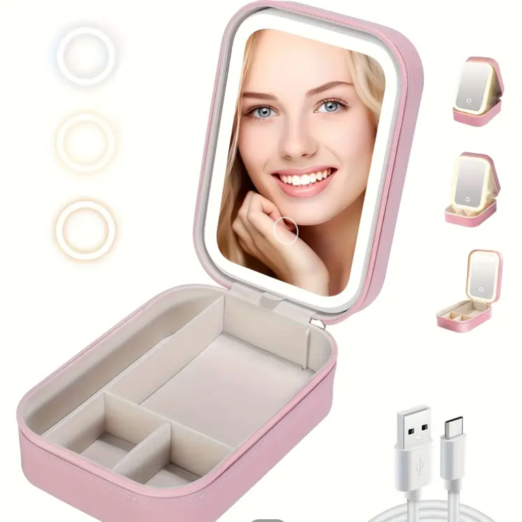 Portable Vanity Case - LED Makeup Mirror Box