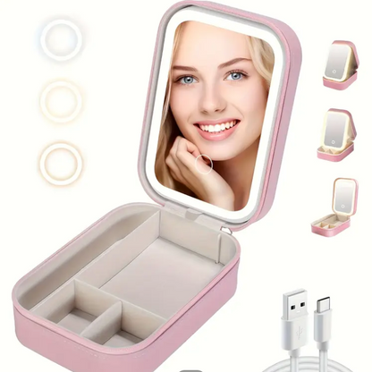 Portable Vanity Case - LED Makeup Mirror Box