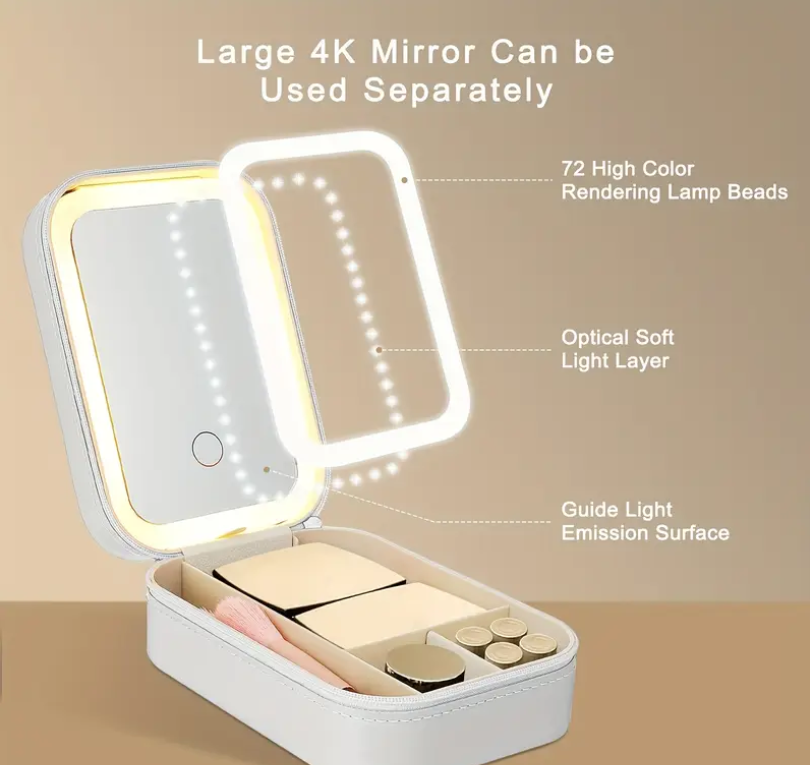 Portable Vanity Case - LED Makeup Mirror Box