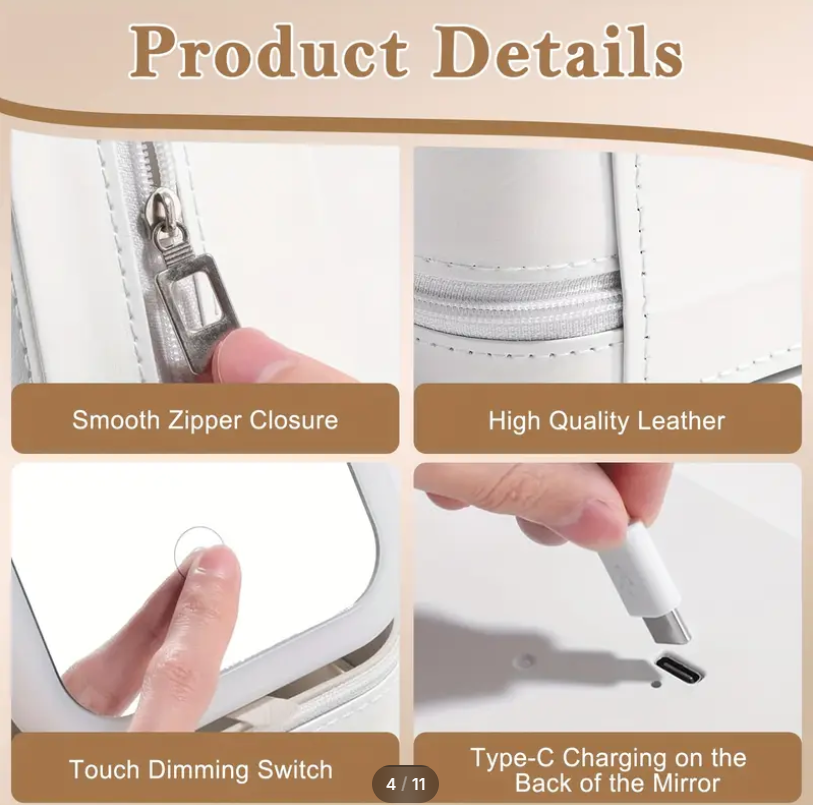 Portable Vanity Case - LED Makeup Mirror Box
