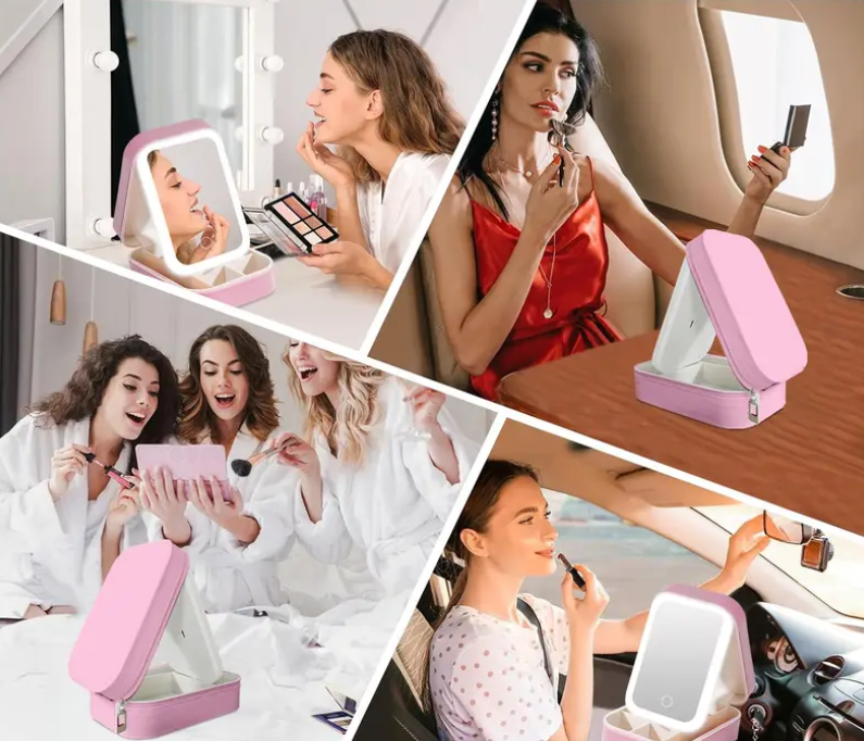 Portable Vanity Case - LED Makeup Mirror Box