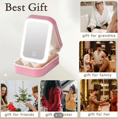 Portable Vanity Case - LED Makeup Mirror Box