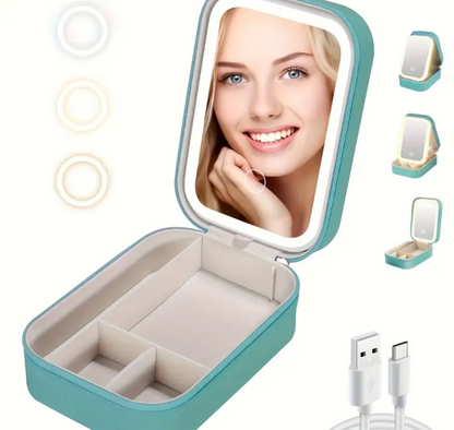 Portable Vanity Case - LED Makeup Mirror Box